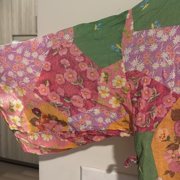 Spell Floral Multicolor Freda Patchwork Kimono Robe in Lolly - Picture 9 of 12